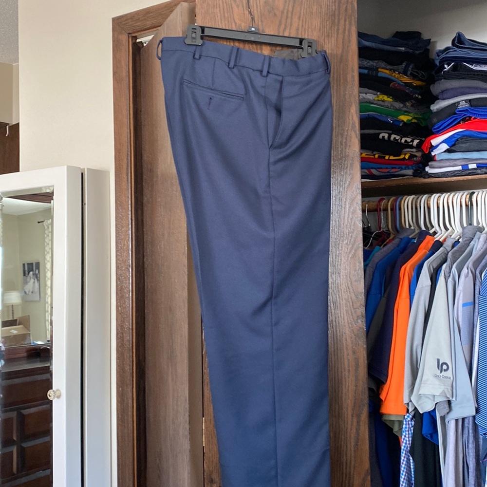 Men’s navy dress pants.